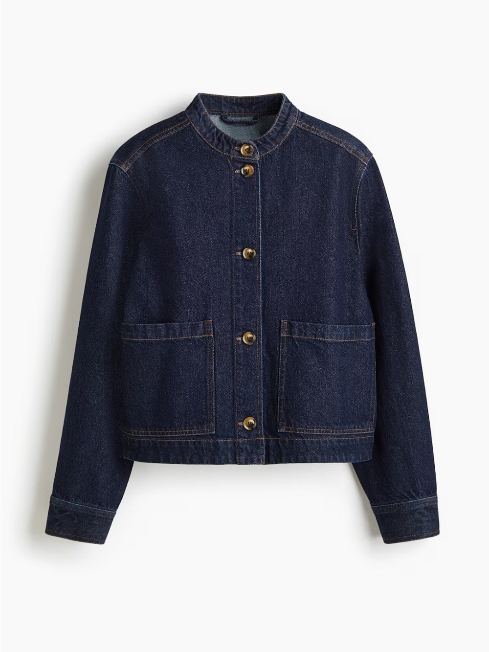 H&M Dark Indigo Denim Jacket with Front Patch Pockets